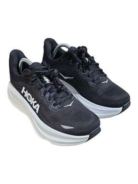 HOKA Bondi 9 Black and White Running Shoes Men's Size 10